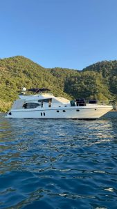 Guy Couach 20M luxury motor yacht cruising in the Mediterranean sea.