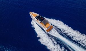 Pardo 50 luxury motor yacht cruising in the turquoise waters of Gocek
